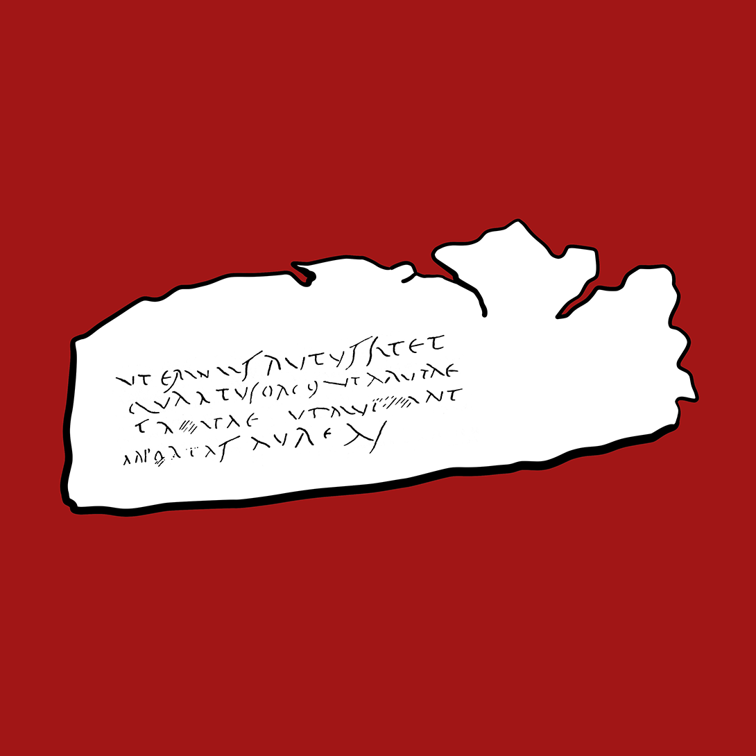 Illustration römisches Fluchtäfelchen mit Inschrift