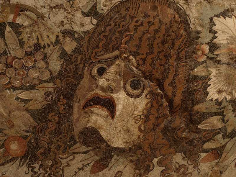 Theatermaske in einem Mosaik aus Pompeji, Nationalmuseum Neapel