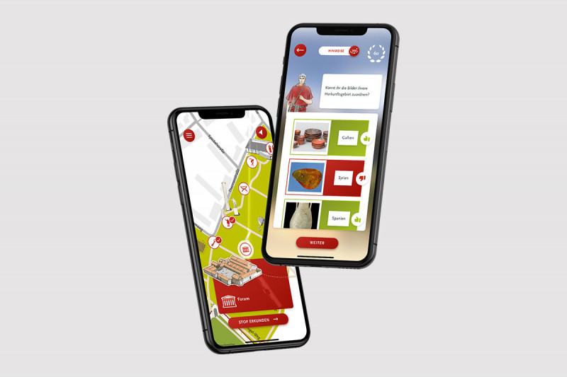 Zwei Smartphones mit geöffneter Cambodunum App