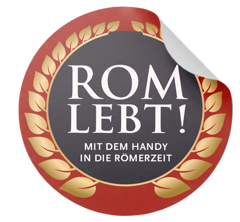 Eintrittsaufkleber aus der Ausstellung "Rom lebt"